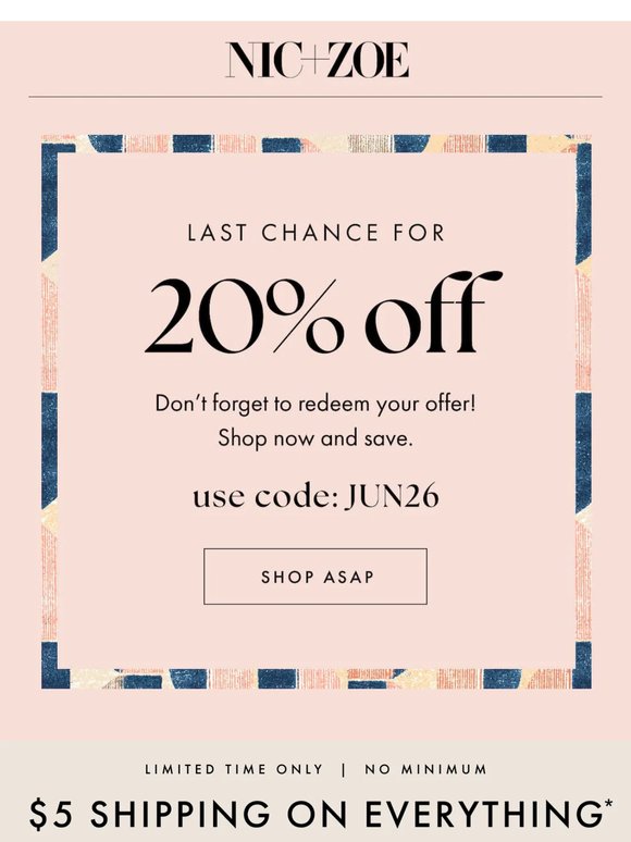 Your 20% off expires today!