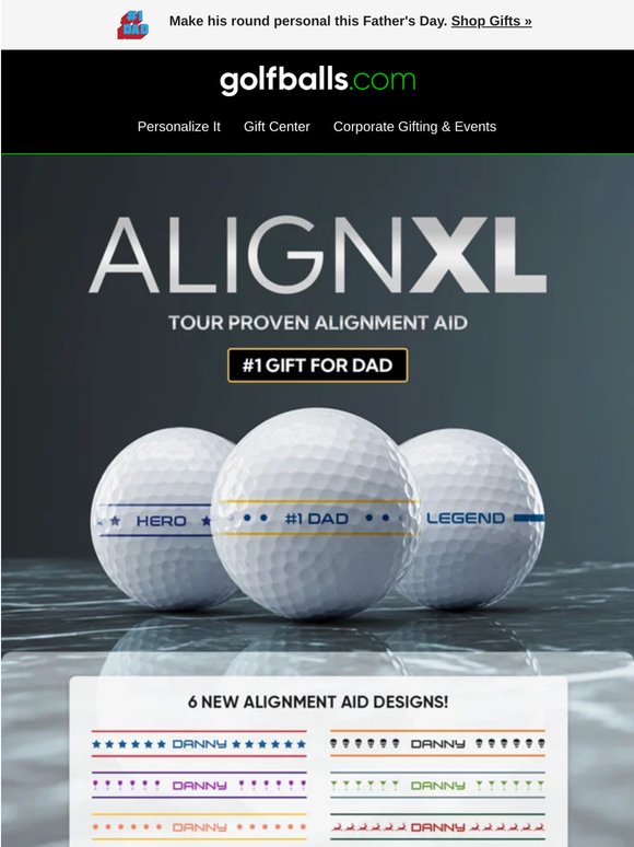 $10 OFF Custom Ball Alignment Aids – Perfect Gift for Father's Day