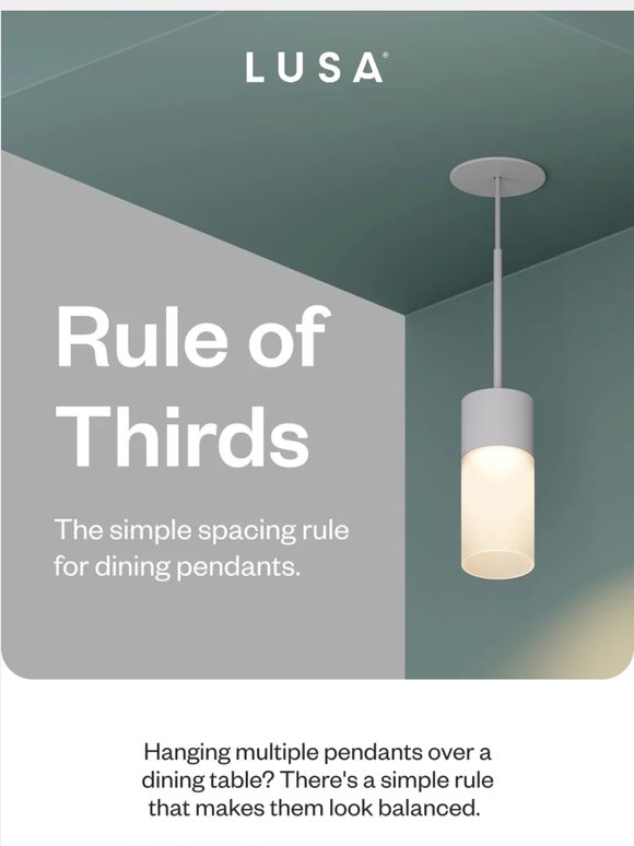 Rule of thirds for dining pendants