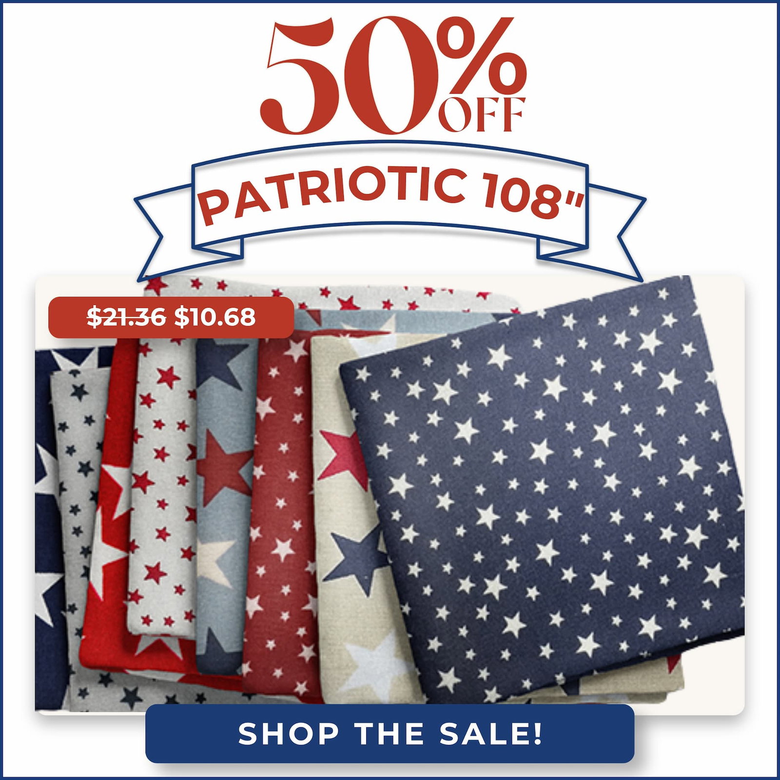 50% off Patriotic Wide Backing 
