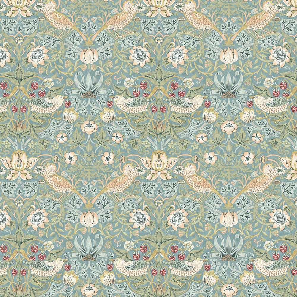 Image of FreeSpirit - The Original Morris & Co. - Strawberry Thief - Aqua - Yardage