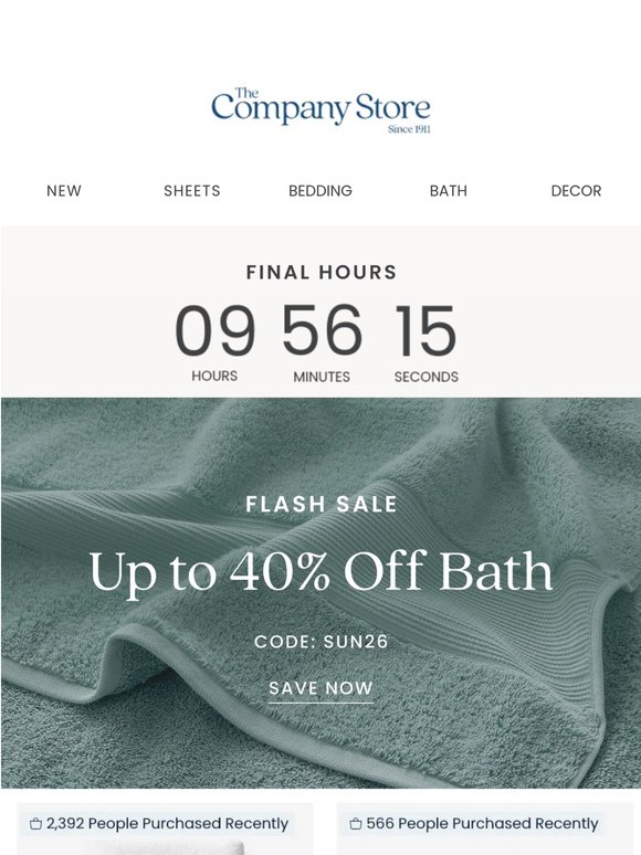 Final hours: bedding & bath on sale