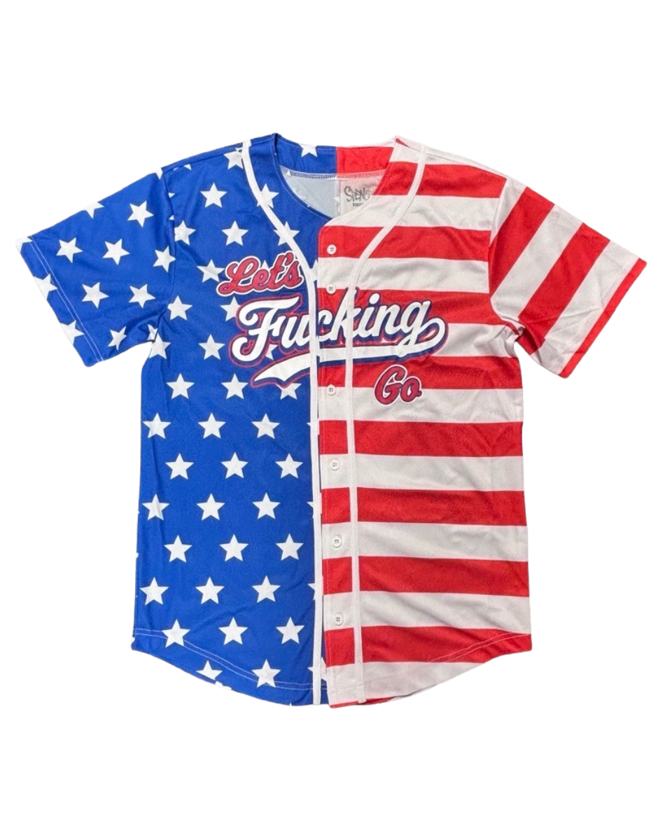 Let's Fucking Go USA Flag Baseball Jersey