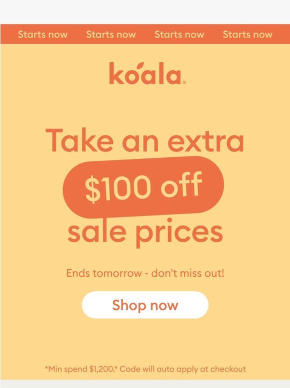 Extra $100 off sale prices ⚡ STARTS NOW