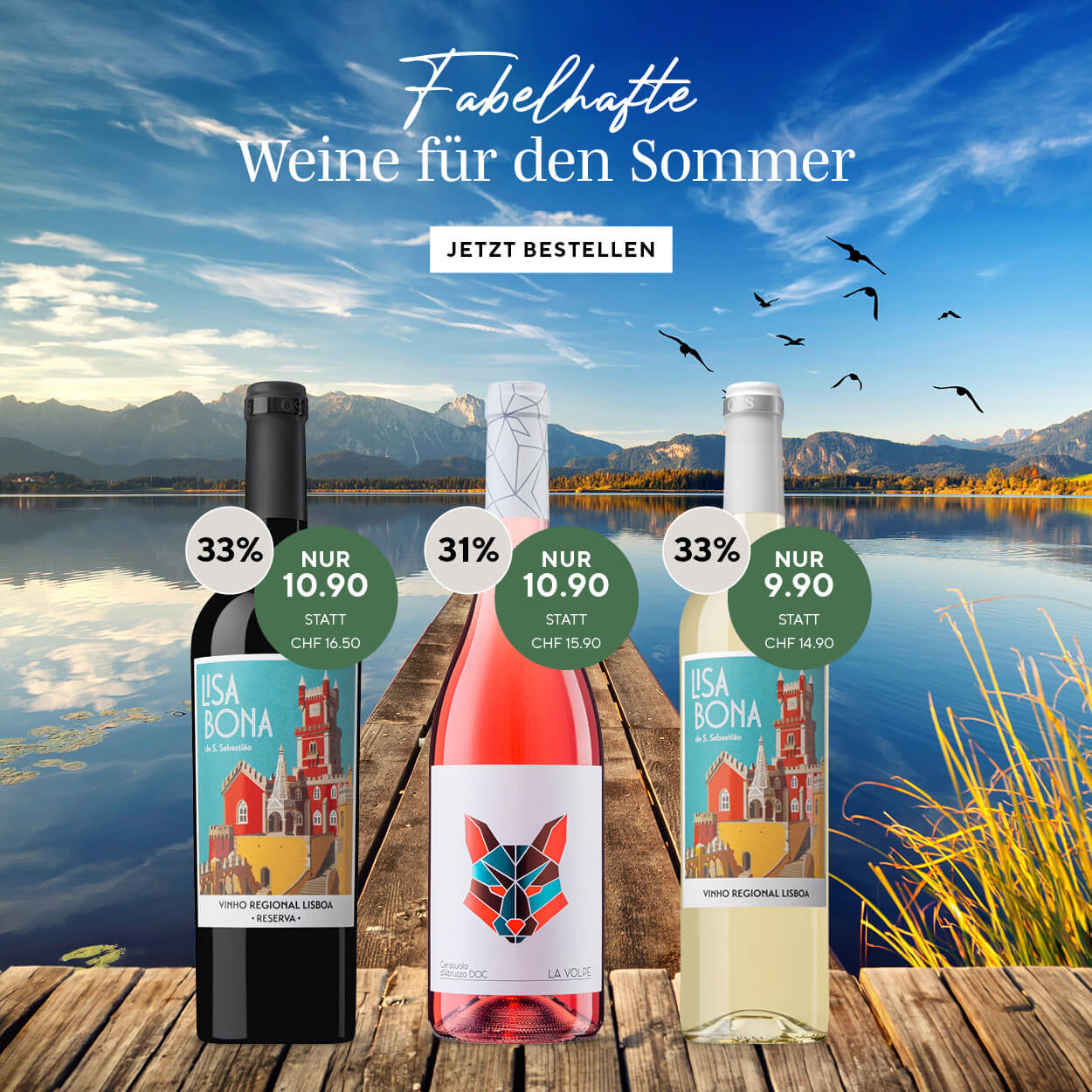 Banner Fabelhafte Weine für den Sommer mit 3 Weinen