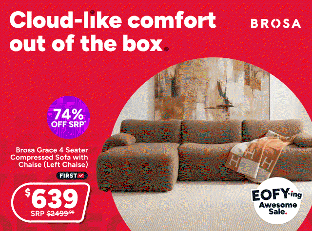 Brosa Grace 4 Seater Compressed Sofa with Chaise (Left Chaise)