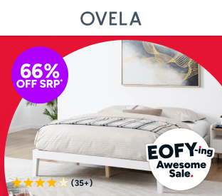 Ovela William Wood Bed Frame (White, Double) Product Image