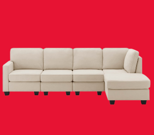 Ovela Atlas 5 Seater Modular Sofa With Reversible Chaise (Beige) Product Image