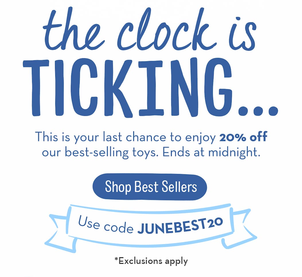 the clock is ticking on 20% off best sellers use code JUNEBEST20