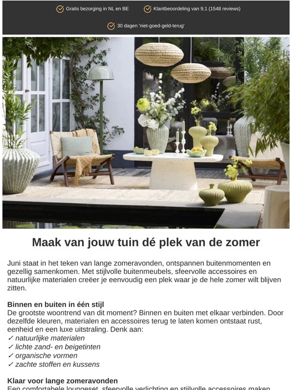 Beste —, Ontdek stijlvolle buitenmeubels + 10% korting