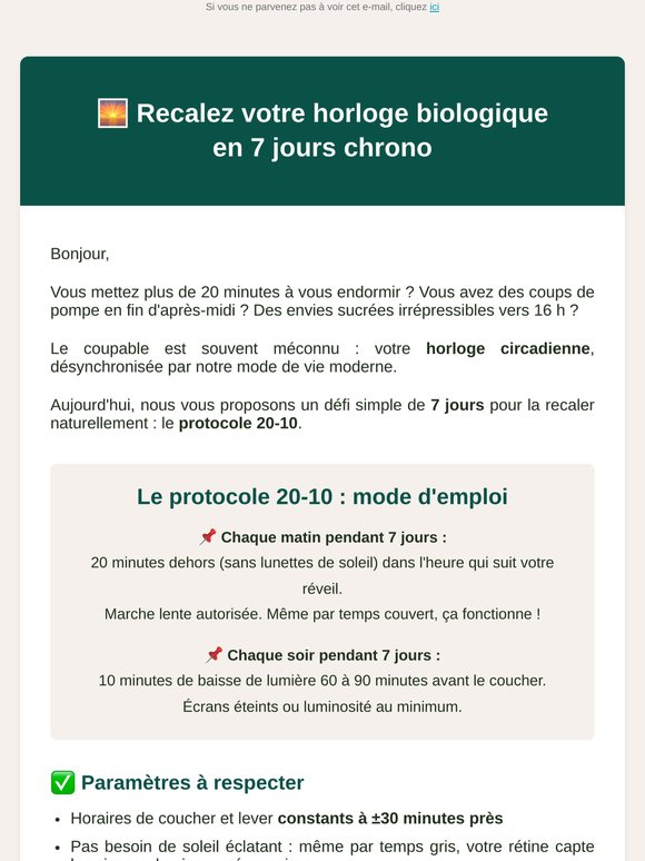 7 jours pour recaler votre horloge biologique 🌅