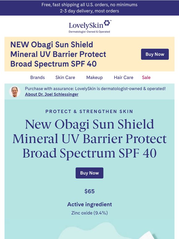 NEW Obagi Sun Shield UV Barrier Protect SPF 40 for barrier-friendly protection