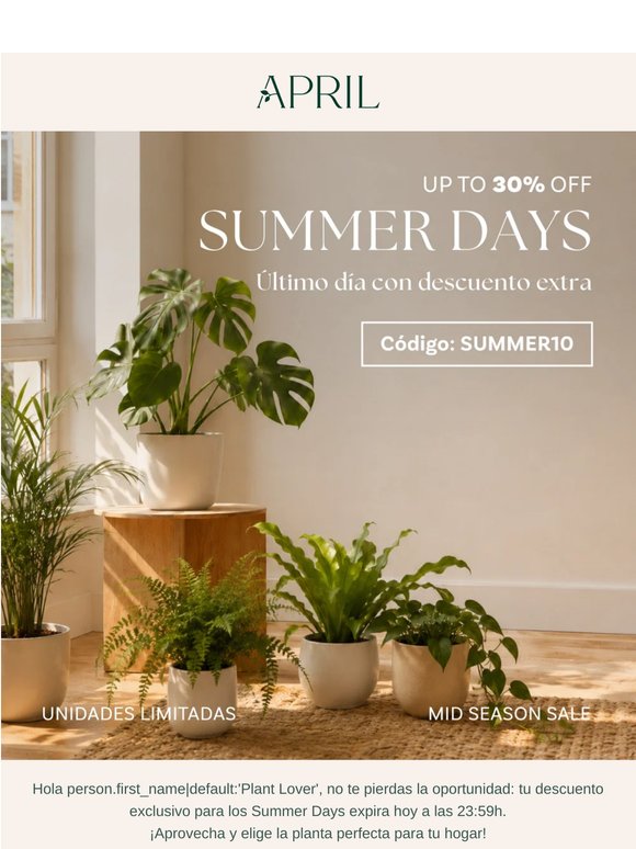 Últimas horas para tu 10% de descuento! 🌱