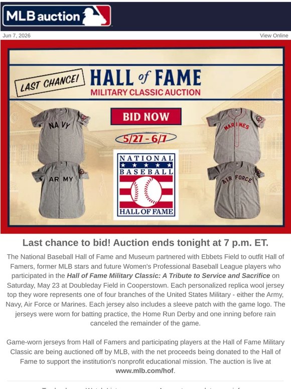 ENDING TONIGHT: Hall of Fame Military Classic Auction