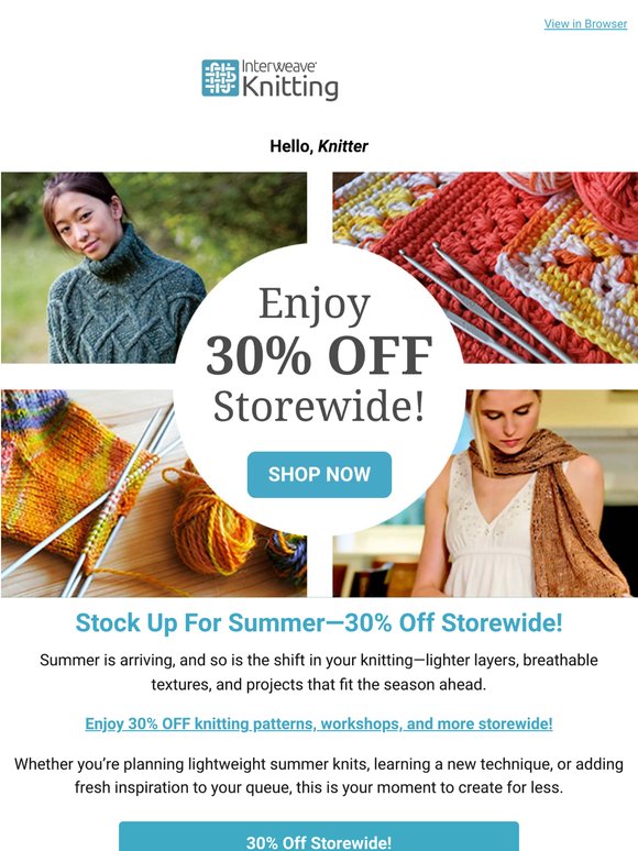 Don’t Wait—30% OFF Everything Knitting!