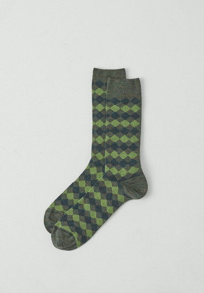 Diamond Patterned Wool Socks