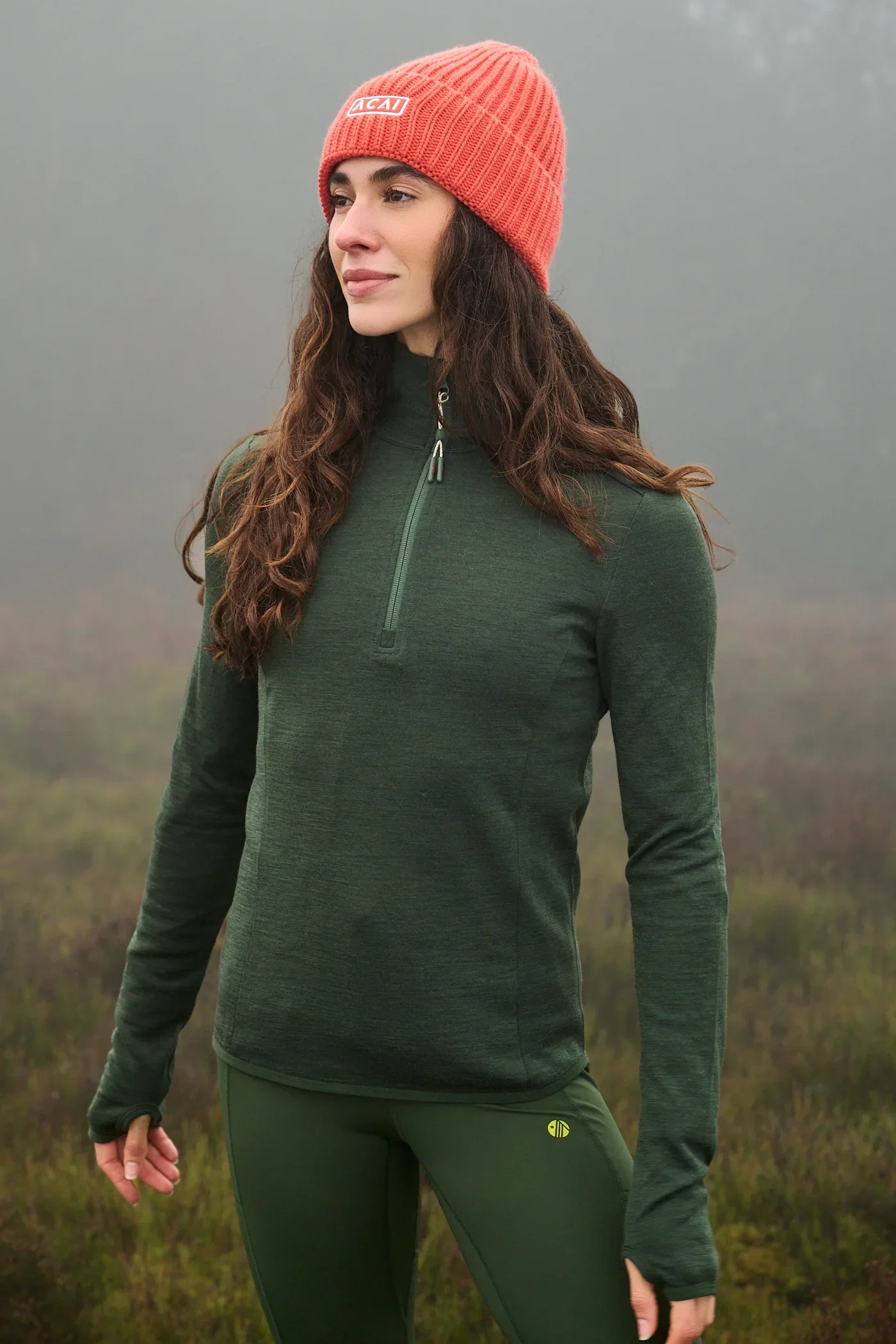 Image of Thermobase Quarter Zip - Woodland Green