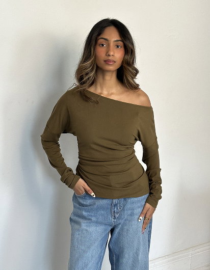Lily Loves Asymmetrical Top - Deep Moss