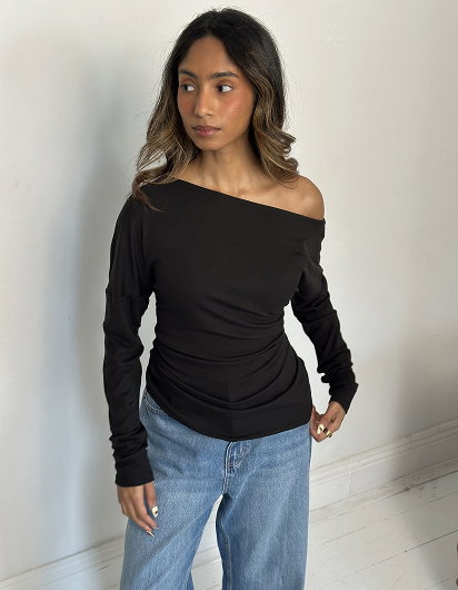 Lily Loves Asymmetrical Top - Deep Moss