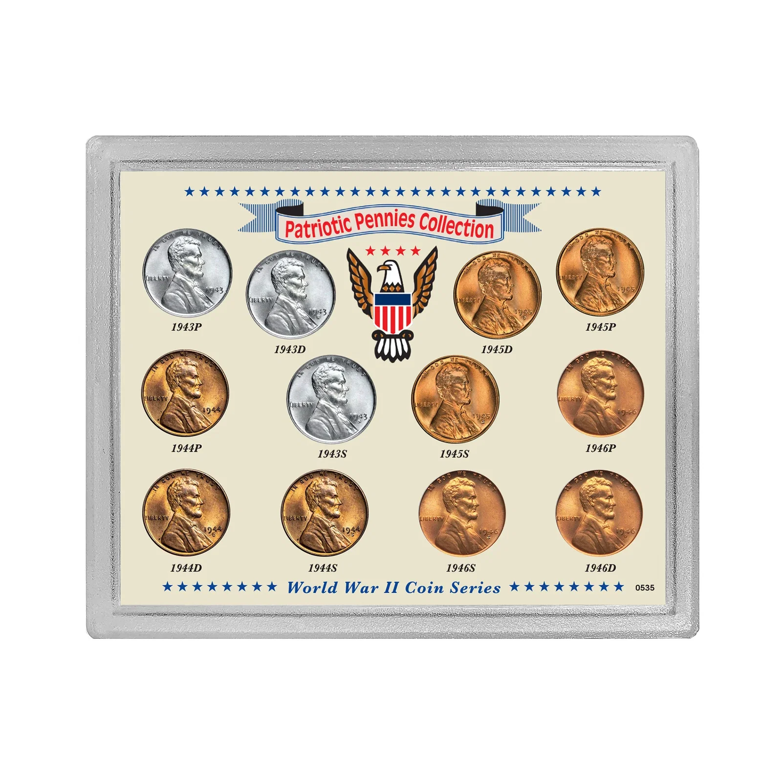 Image of U.S. Pennies Collection with Sealed Display Case