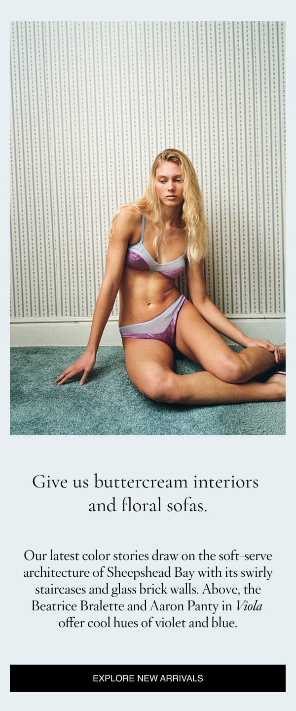 Give us buttercream interiors and floral sofas.