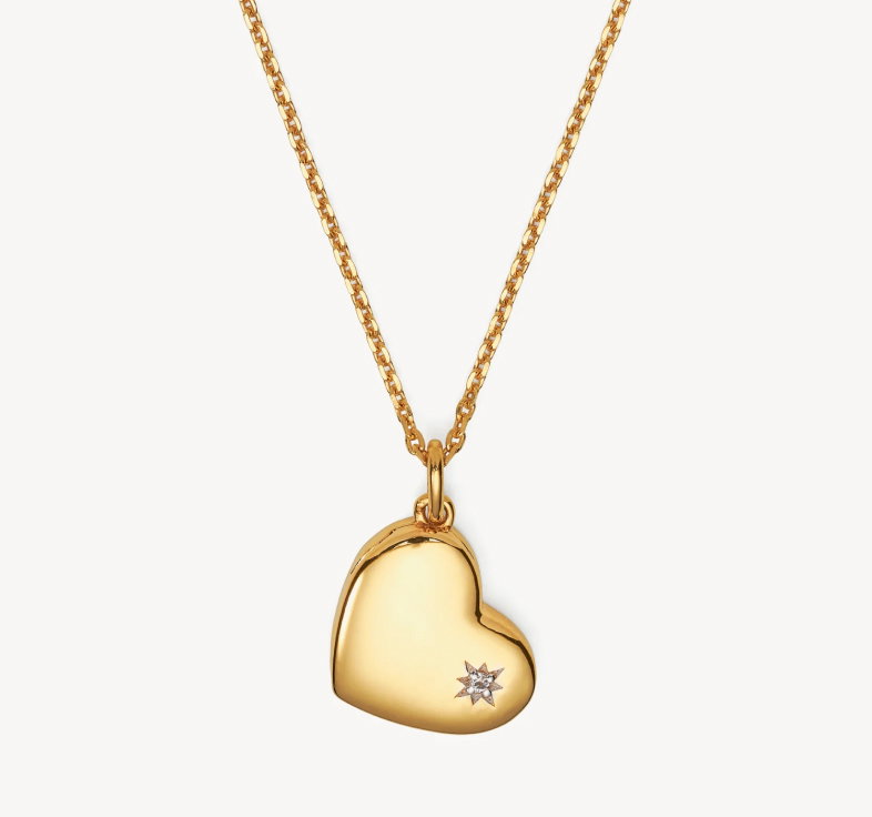 Star Set Heart Locket Necklace
