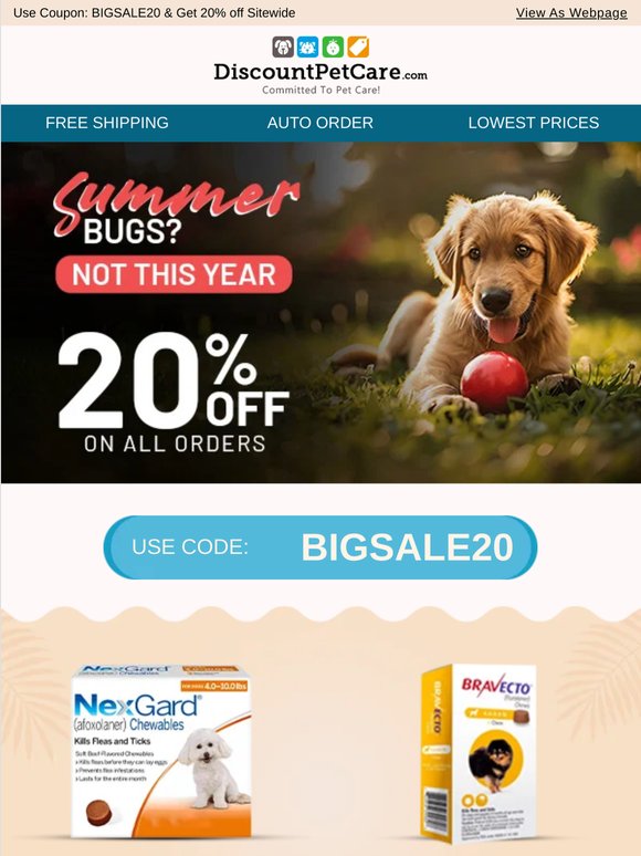 Time to Restock: 20% Off Flea & Tick Treatments + Free Shipping*