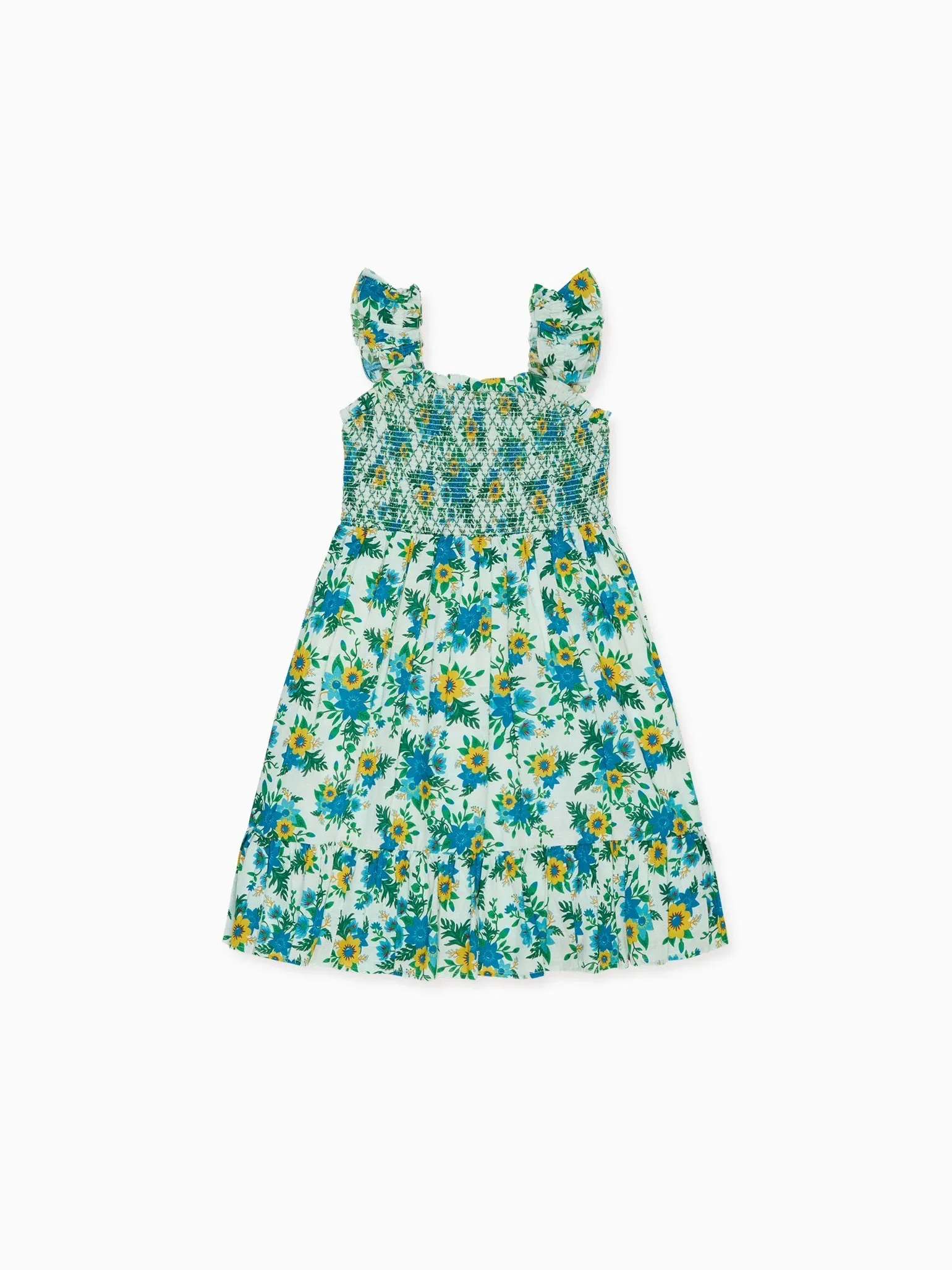 Image of Green Floral Georgia Girl Hand-Smocked Dress