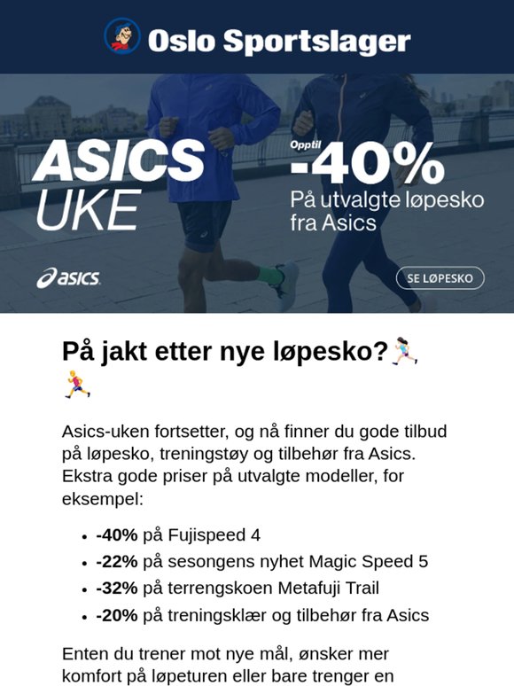 Opptil 40% på utvalgte løpesko fra Asics 🏃‍♀️🏃‍♂️🏃🏃‍♀️