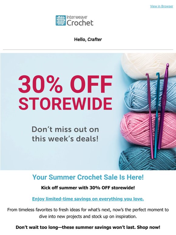 Big Crochet Savings—30% OFF Now!