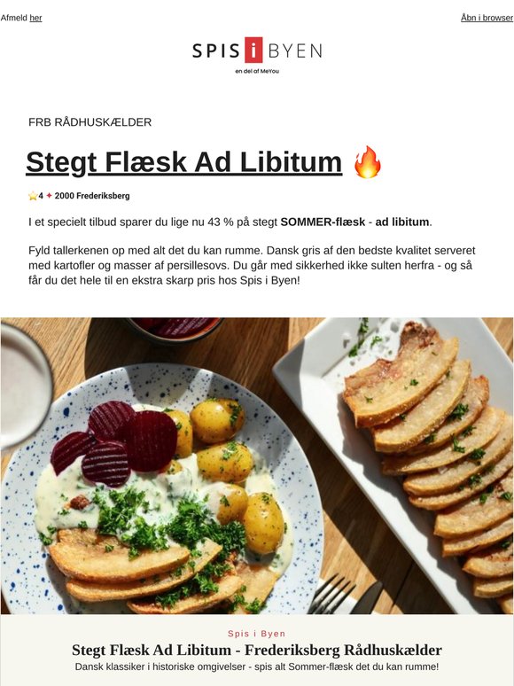 SOMMERTILBUD: Stegt Flæsk Ad Libitum på FRB. Rådhuskælder  🥓💥