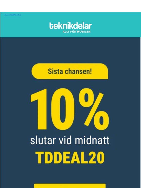 10% på allt tar slut vid midnatt ⏳
