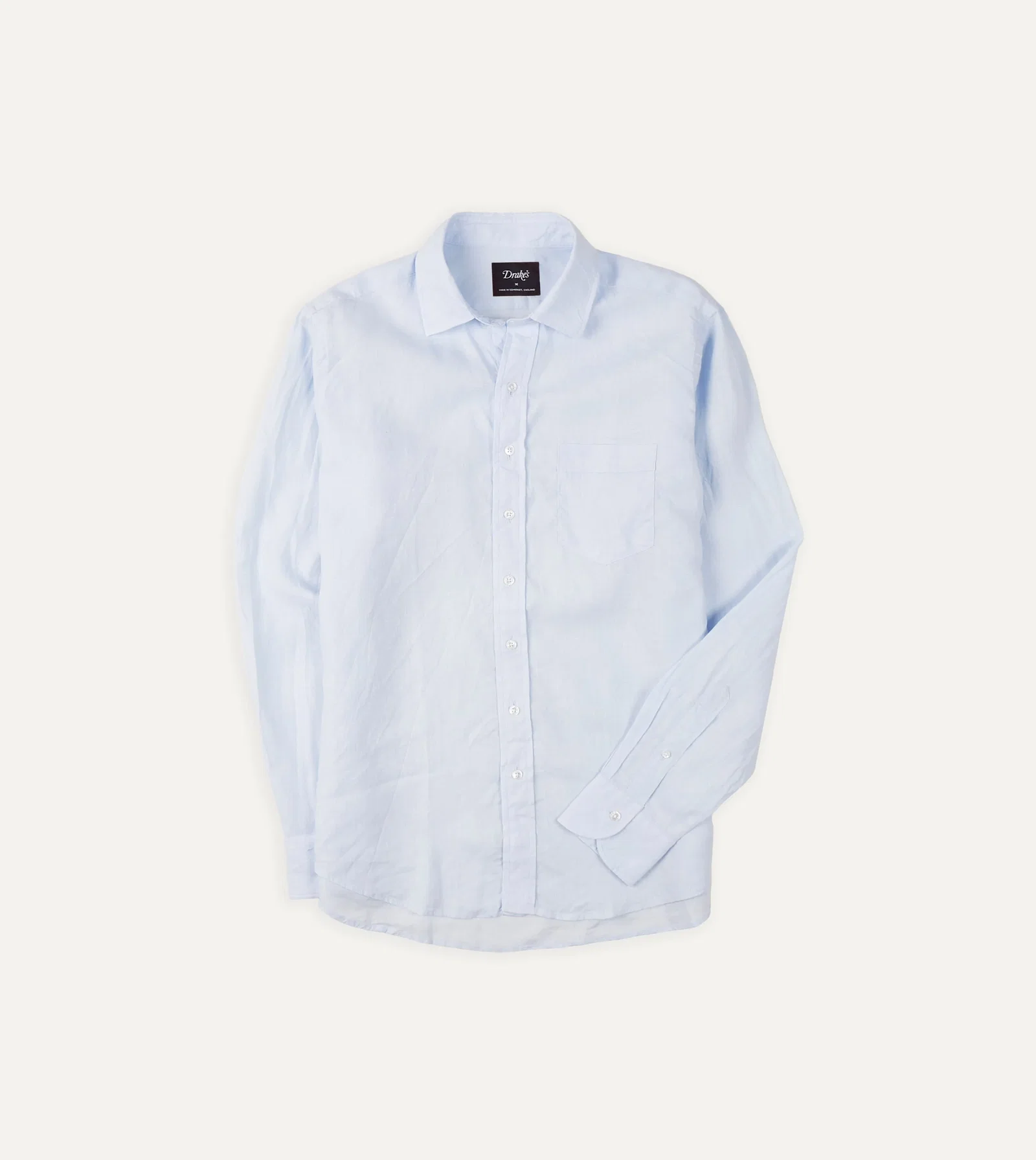 Image of Light Blue Linen Spread Collar Shirt