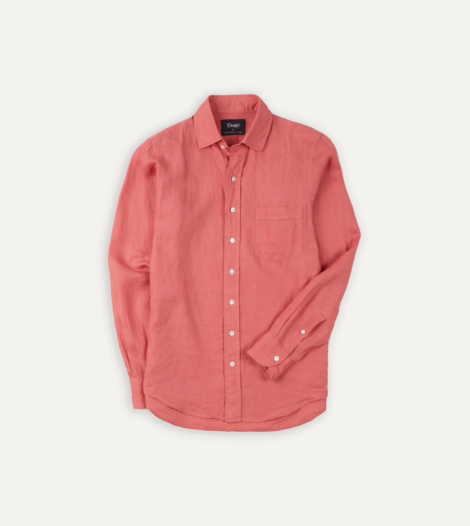 Image of Pink Linen Spread Collar Shirt