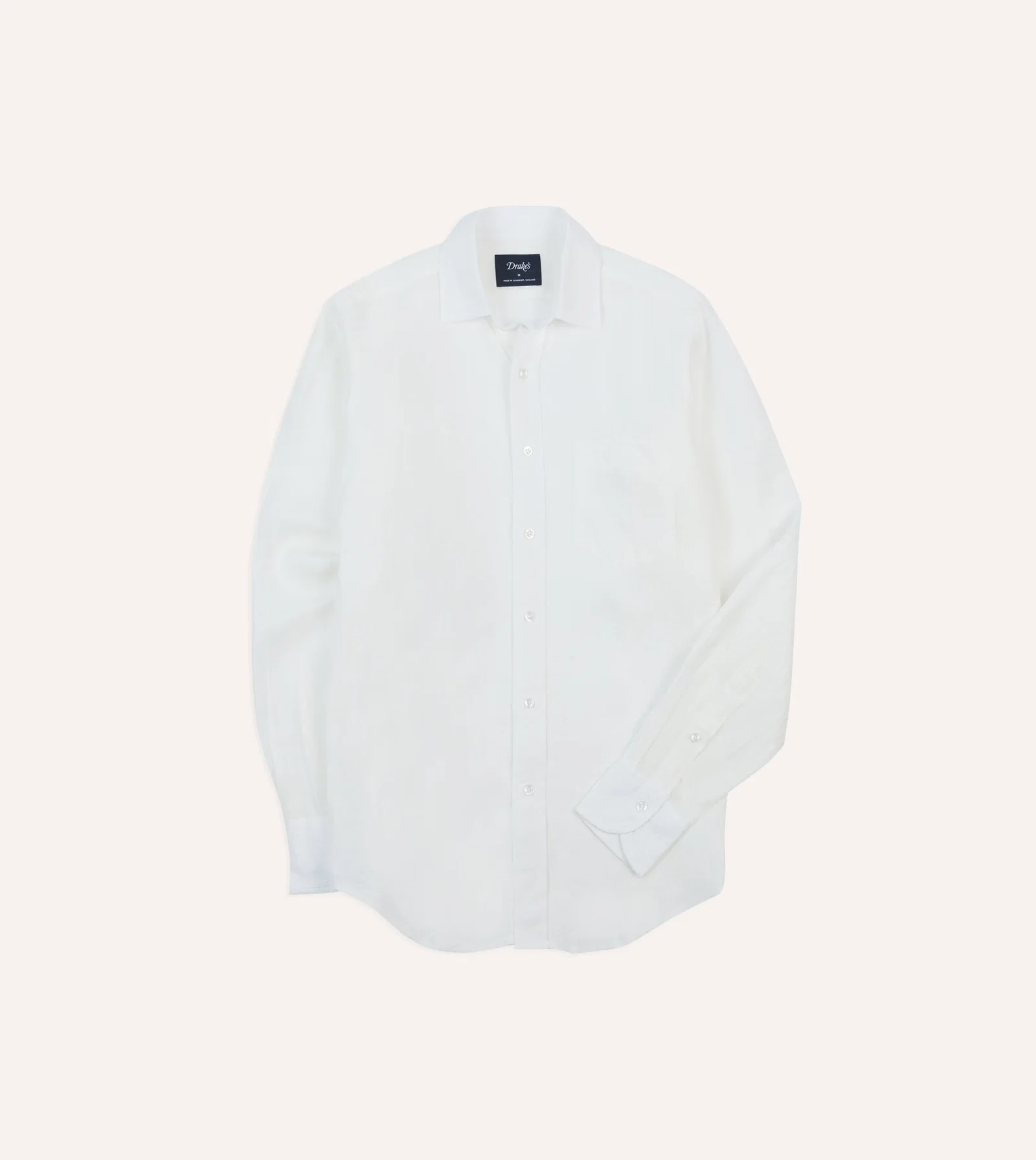 Image of Ecru Linen Spread Collar Shirt
