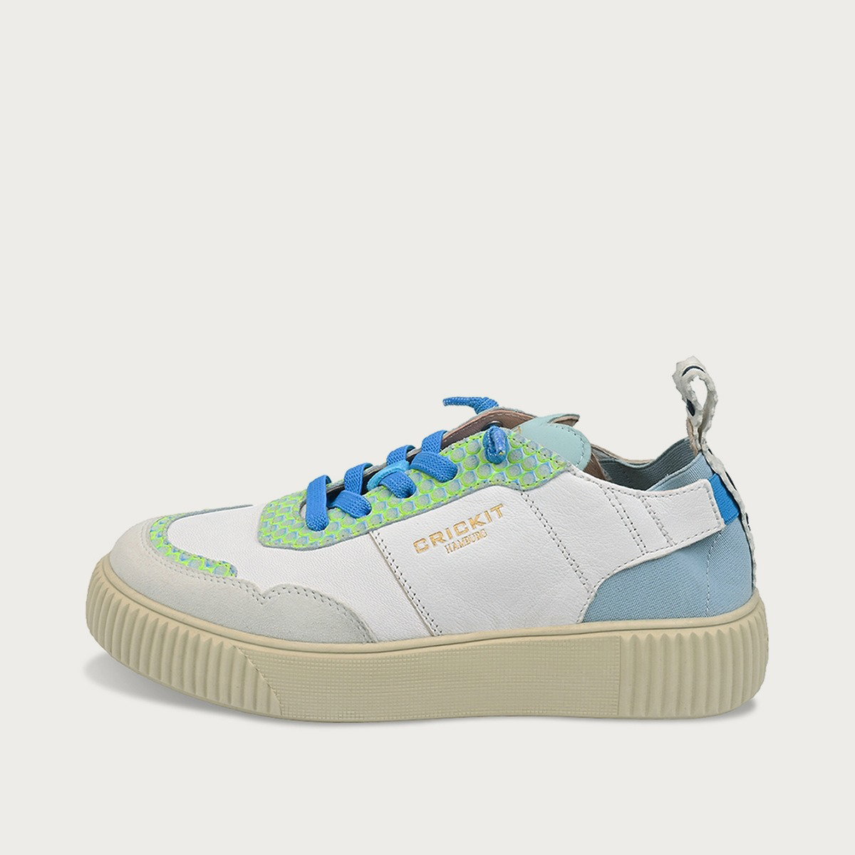 OAKLI Blau Weiß Extra Leichter Sneaker aus Leder mit EASY-IN und Wechselfußbett