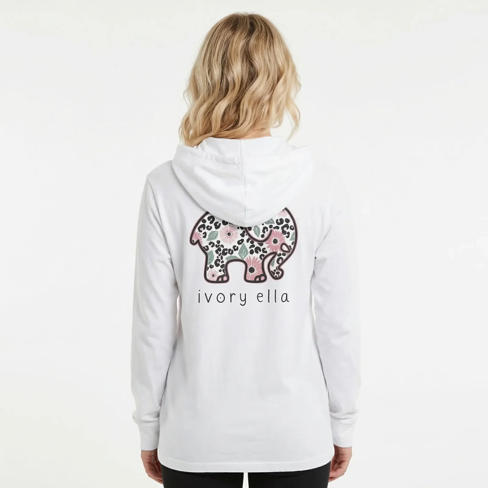 Image of Cheetah Florals Hooded long-sleeve tee