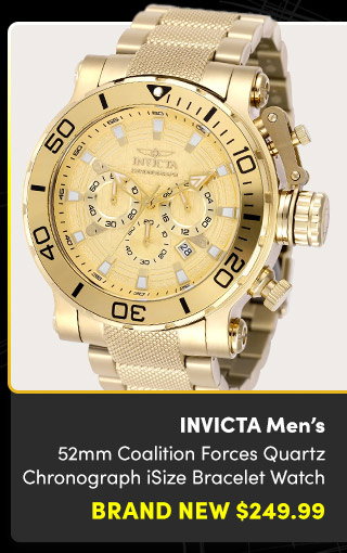 INV-50231  INVICTA | Men's 52mm Coalition Forces Quartz Chronograph iSize Bracelet Watch - Brand New $249.99
