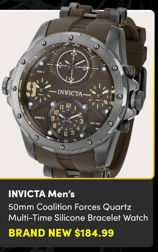 INV-39357  INVICTA | Men's 50mm Coalition Forces Quartz Multi-Time Silicone Bracelet Watch - Brand New $184.99