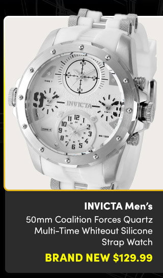 INV-50217  INVICTA | Men's 50mm Coalition Forces Quartz Multi-Time Whiteout Silicone Strap Watch - Brand New $129.99