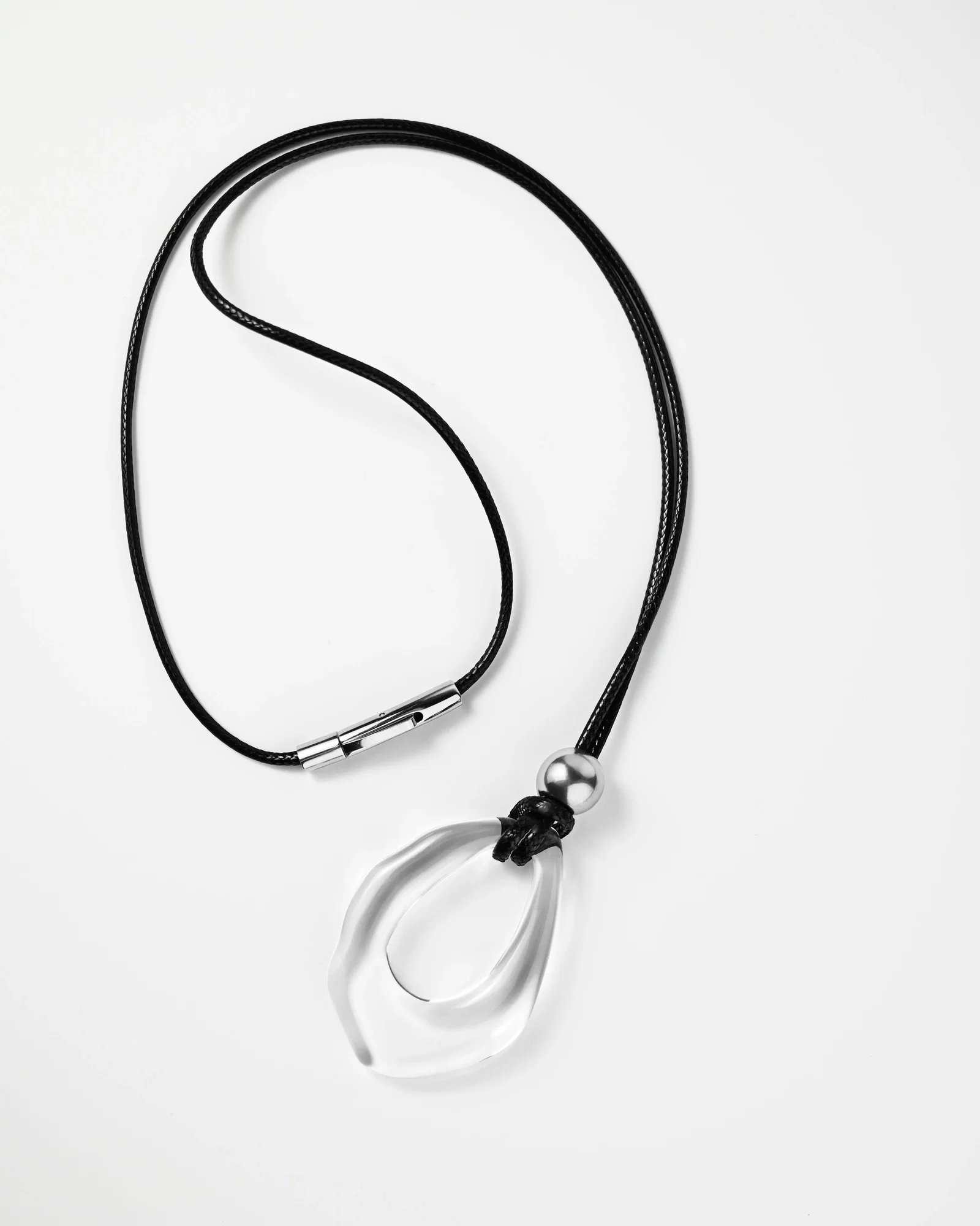 Image of See Through Sphere Cord Necklace Silver