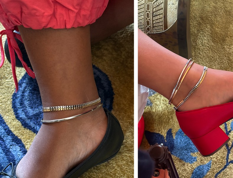 Stack anklets with different tones
