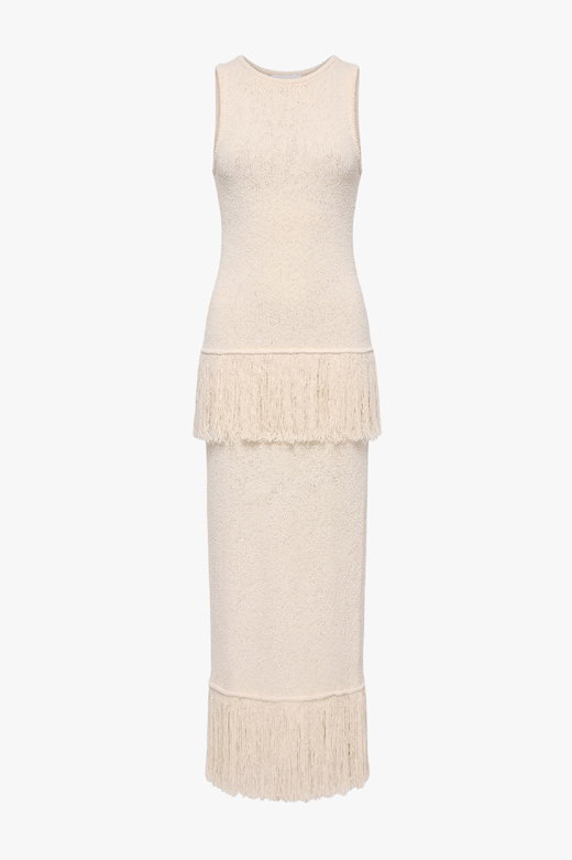 Malta Fringe Knit Top and Skirt Set