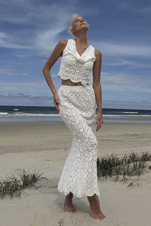 Heather Crochet Top and Skirt Set