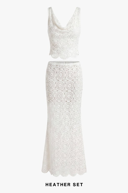 Heather Crochet Top and Skirt Set