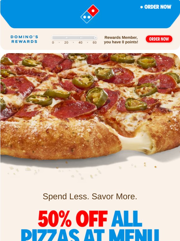 Friendly reminder: 50% OFF pizza