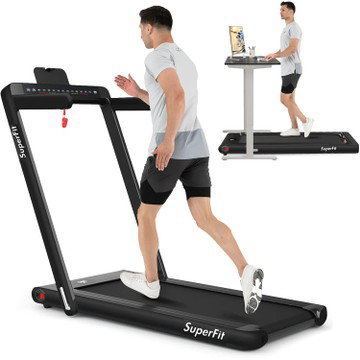 SuperFit 2.25HP 2 in 1 Dual Display Folding Treadmill 