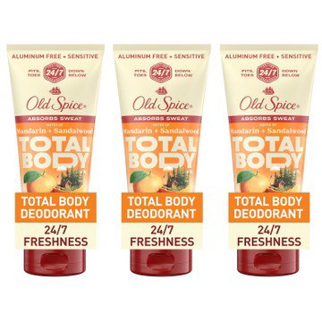 3-Pack Old Spice Aluminum-Free Total Body Deodorant Cream (3 oz)