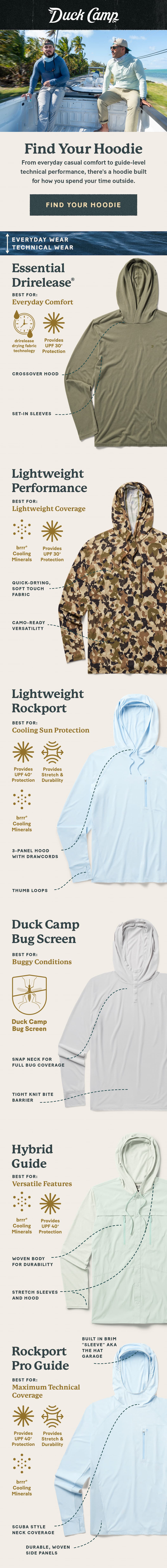 Duck Camp  |  From everyday casual comfort to guide-level technical performance, there's a hoodie built for how you spend your time outside.  >>>  Find Your Hoodie
