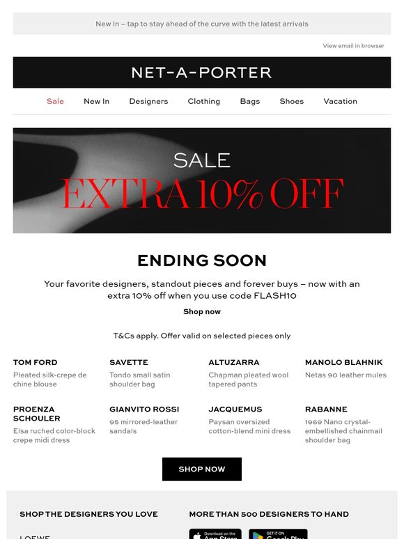 Last chance for an extra 10% off the sale